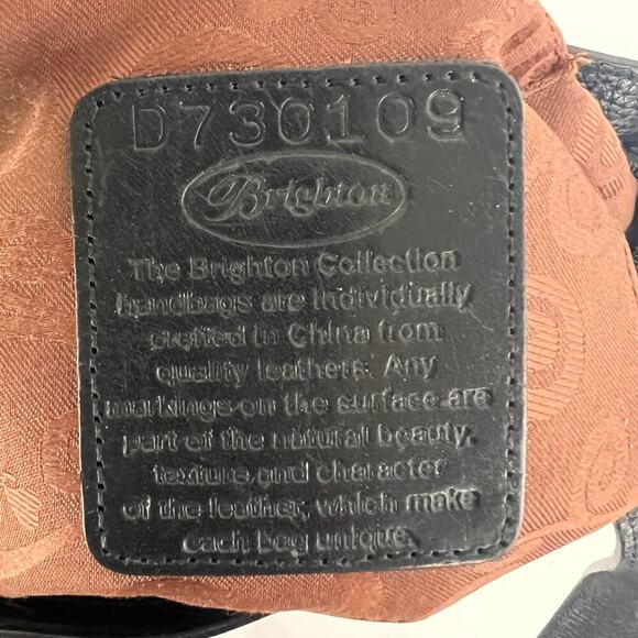 Brighton Black Croc Embossed Leather Shoulder Bag Rectangle Purse 14 x 8 - Picture 8 of 12